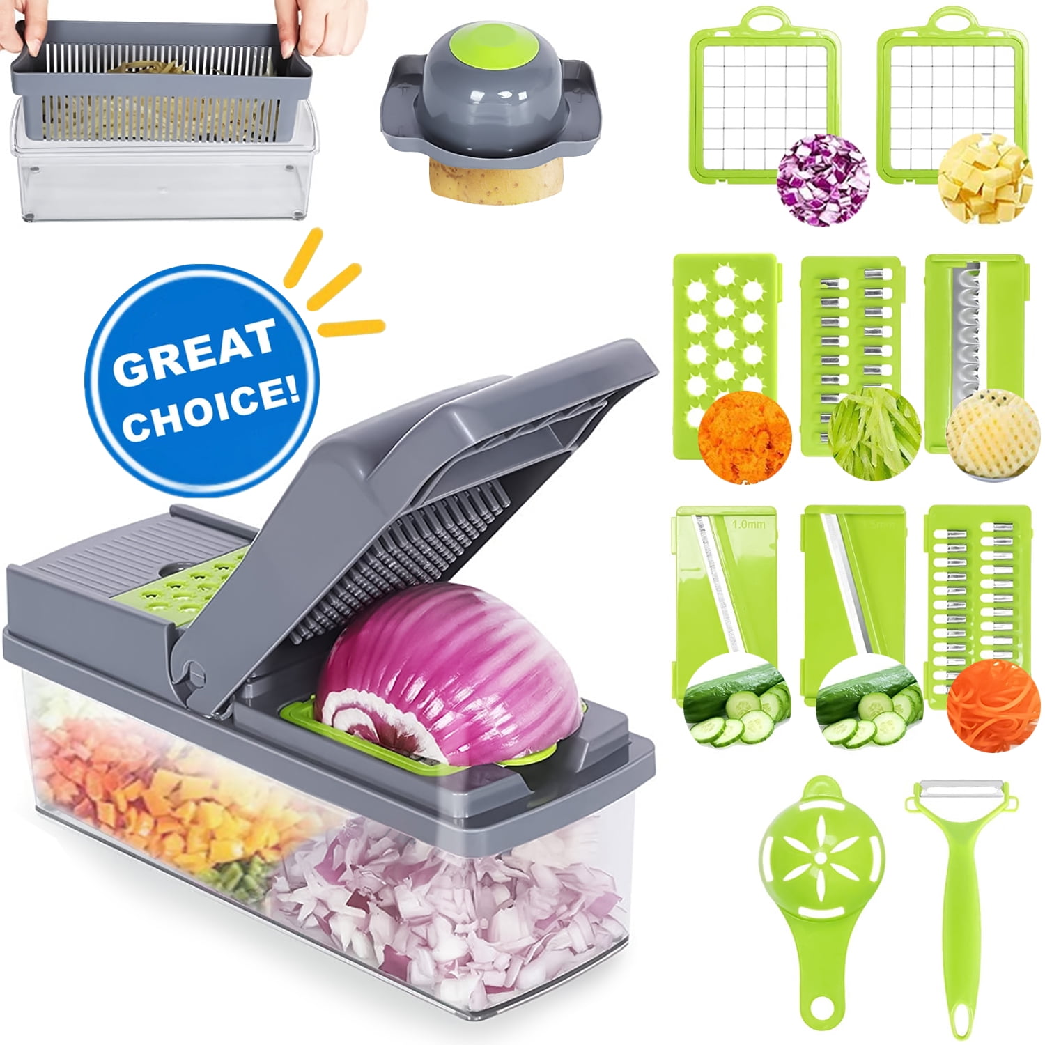 4-in-1 Onion, Vegetable, Fruit and Cheese Chopper with Storage Lid —  Freshware