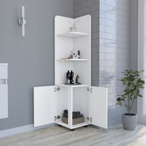 CoSoTower Freestanding Cabinet Kairatu, One Drawer, White Finish