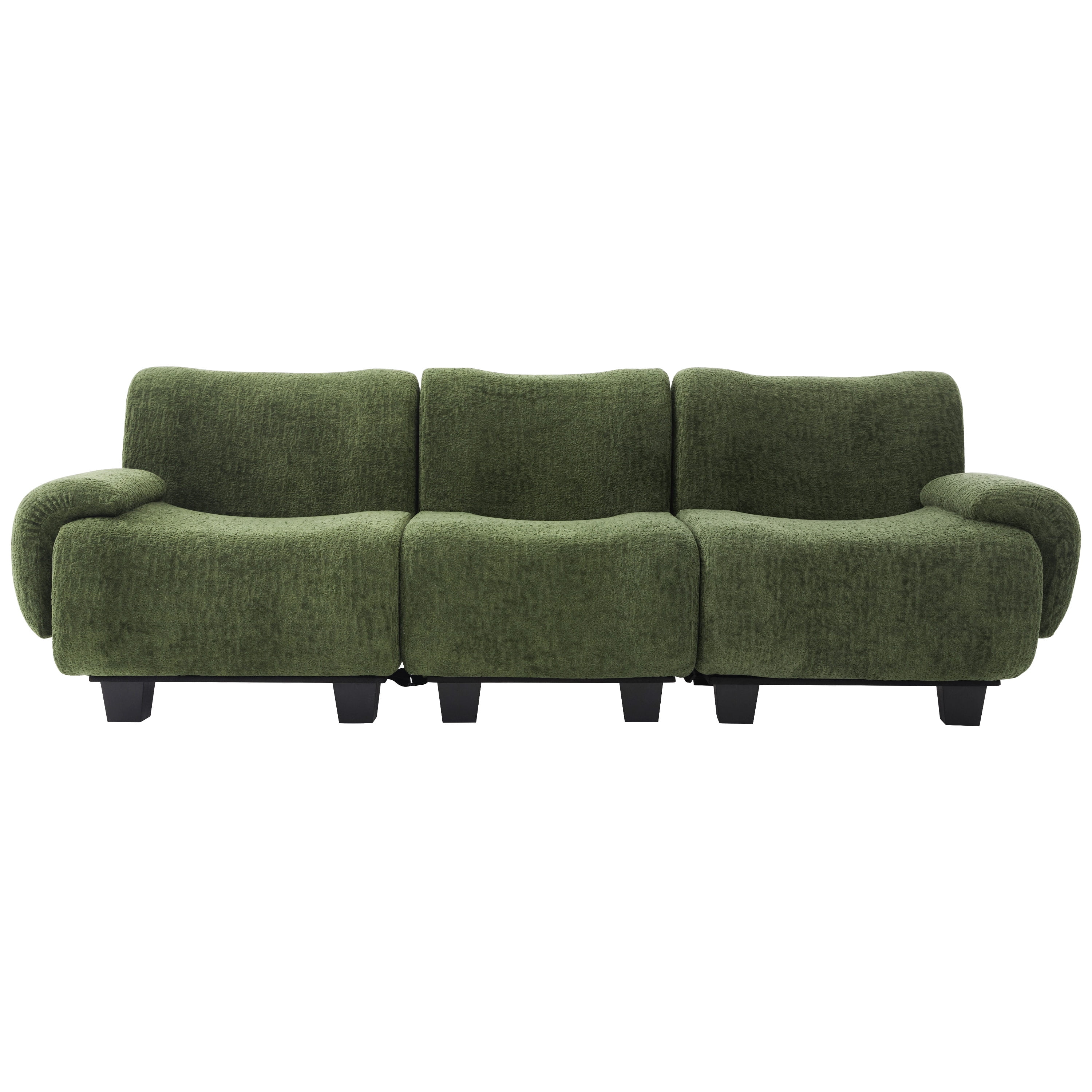 Euroco Modern 3-seater Sofa 94.5" Sofa Couch Chenille Upholstered Sofa with Curved Armrests for Living Room, Apartment, Guest Room, Green