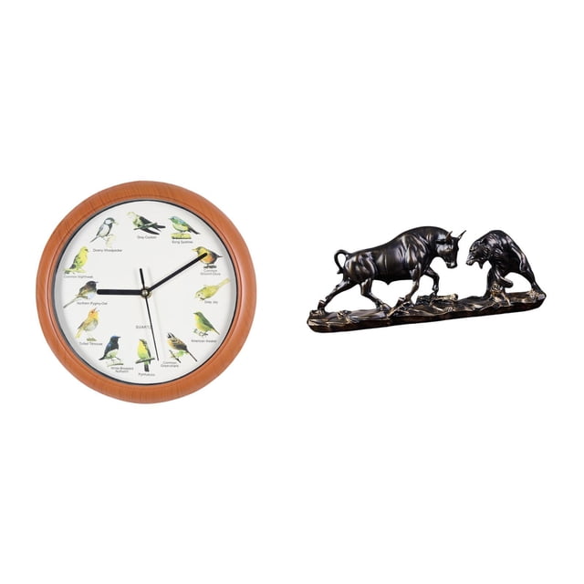 Reloj de pared con pájaro cantor, reloj de pared, estatua de escritorio, figura de resina, artesanía, canciones grabadas, adecuado para sala de estar,