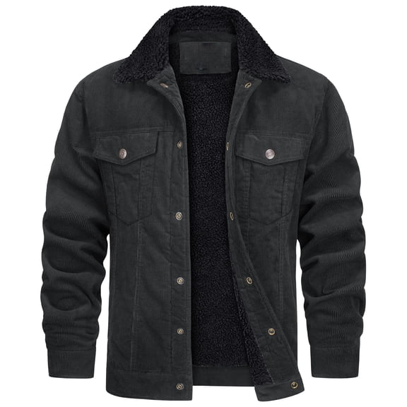 Men's New Corduroy Jacket, Lined Casual Loose Fit Trucker Coat with Multiple Colors Sizes S-XXL for Fall Winter