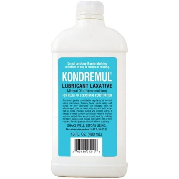 Kondremul Lubricant Laxative, Mineral Oil, Plain Flavor, 16 oz (Pack