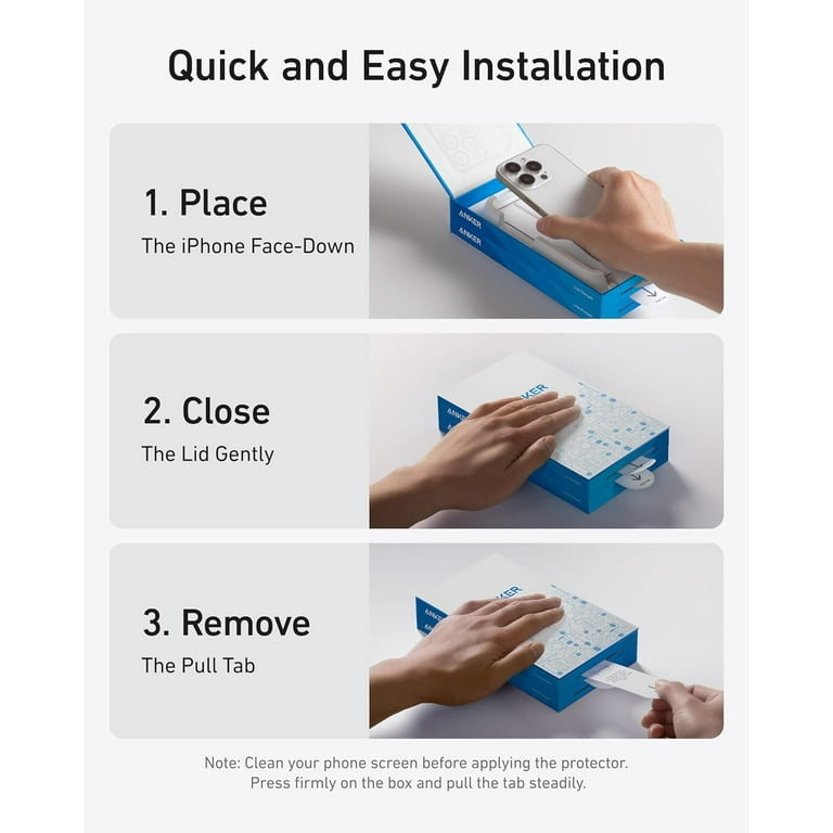 Anker Confezione da 2 Pellicole di vetro temperato Easy Fit per iPhone 14 Pro, installazione facile e veloce, 8K Ultra HD, durezza 9H, resistente ai graffi e agli urti, garanzia 12 mesi