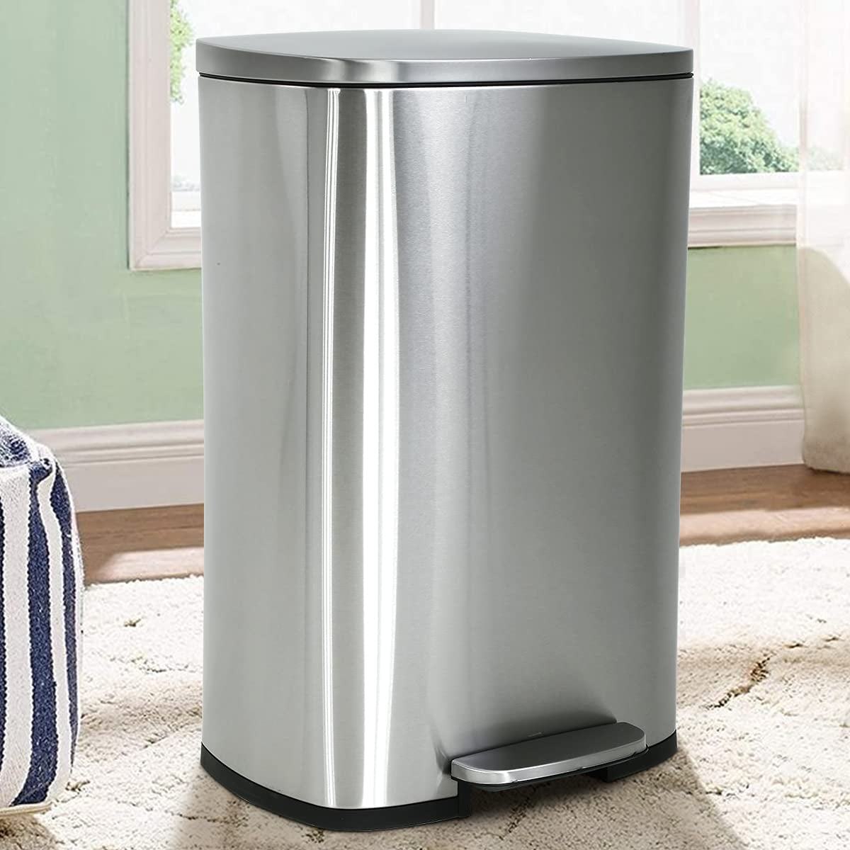 Automatic Trash Can with Lid & Double Barrel for Bedroom Bathroom