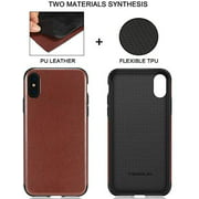 TENDLIN for iPhone Xs Case/iPhone X Case with Premium Leather Outside and Flexible TPU Silicone Hybrid Slim Case
