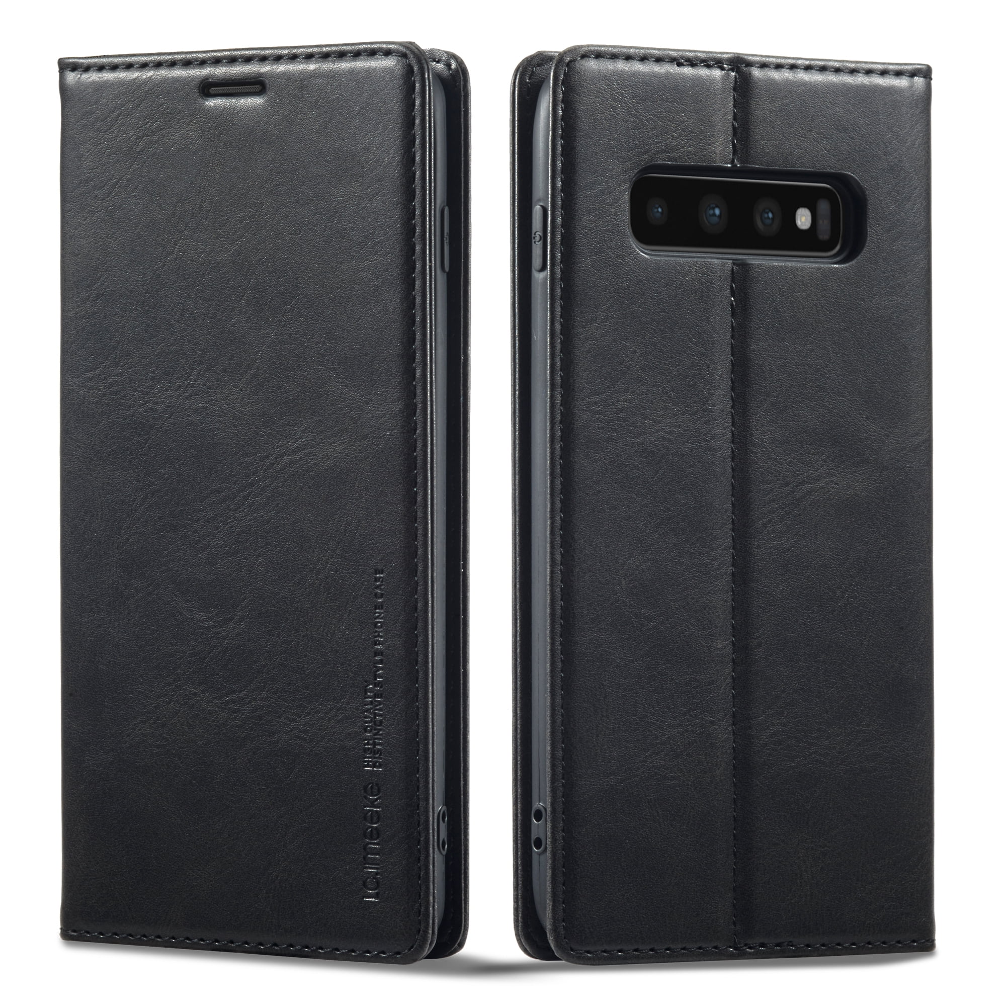 Dteck Wallet Case for Samsung Galaxy S10 Plus 6.4 Inch, Luxury PU Leather Soft Silicone Shockproof RFID Blocking Flip Case with Card Slots Holder Kickstand Magnetic Clasp Folio Phone Cover,Black