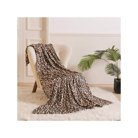 1 PC Ultra-Soft Leopard Print Decorative Throw Blanket Nap Blanket, Suitable For Living Room Bedroom Outdoor