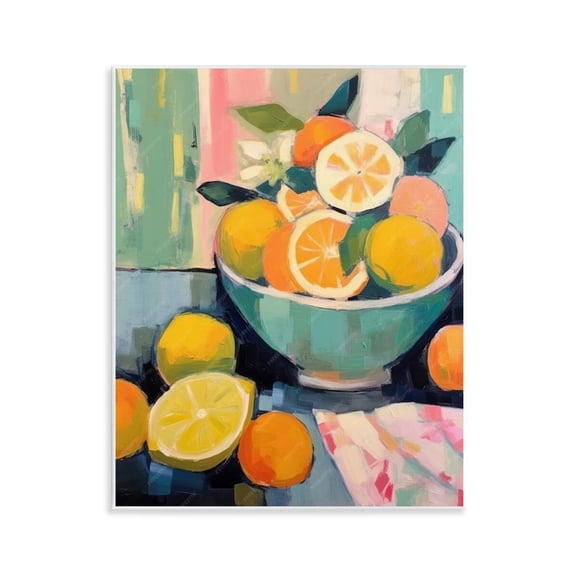 Stupell Industries Orange & Lemon Bowl Food & Beverage Painting Unframed Art Print Wall Art, 11 x 14