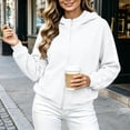 thumbnail image 6 of Qgtaibl Women's Full Zip Hooded Sweatshirt Side White Stripe Design Long Sleeve Jacket Thin Fleece Fall Athletic Hoodie Coat for Running Hiking Gym White XL, 6 of 9
