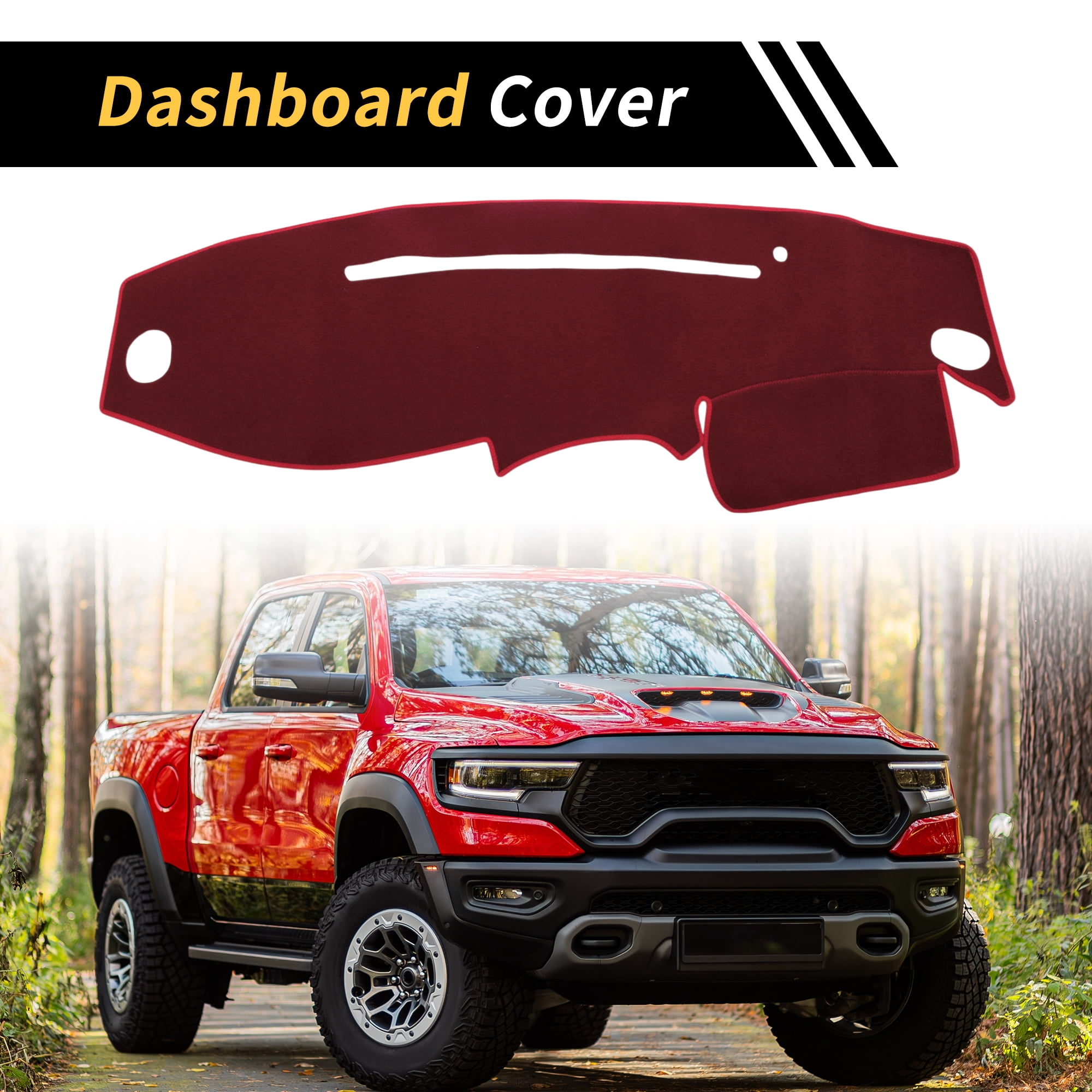 Unique Bargains Dash Cover for Ford for Ranger 1995-2011 Dash Board Mat Non-Slip Dash Cover Mat Pad Polyester Center Console Dashboard Cover Pad Carpet Wine Red