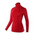 thumbnail image 2 of A2Y Women's Lightweight Fitted Funnel Neck Cotton Long Sleeve Top Deep Red S, 2 of 5