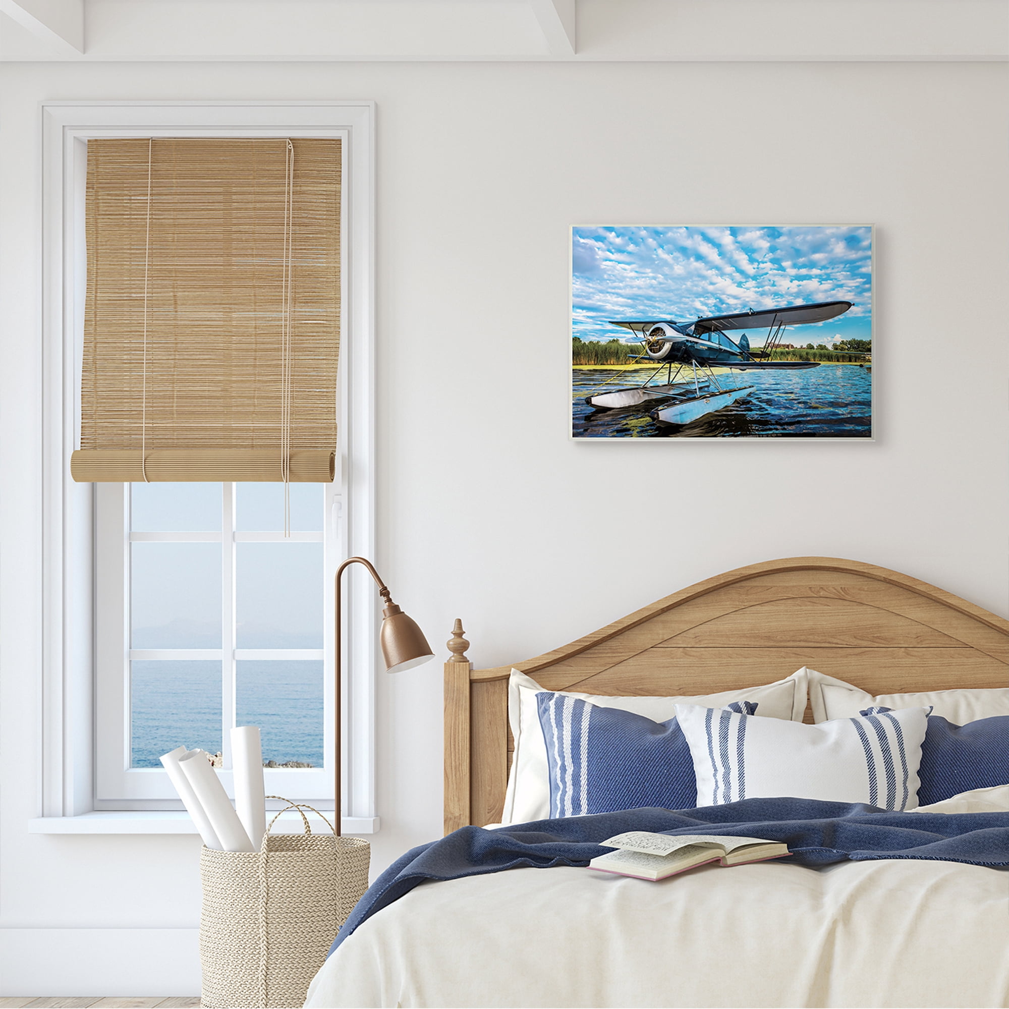 Stupell Industries Sea Plane on Wooded Lakefront Cloudy Sky,13 x 19,Designed by John Slemp