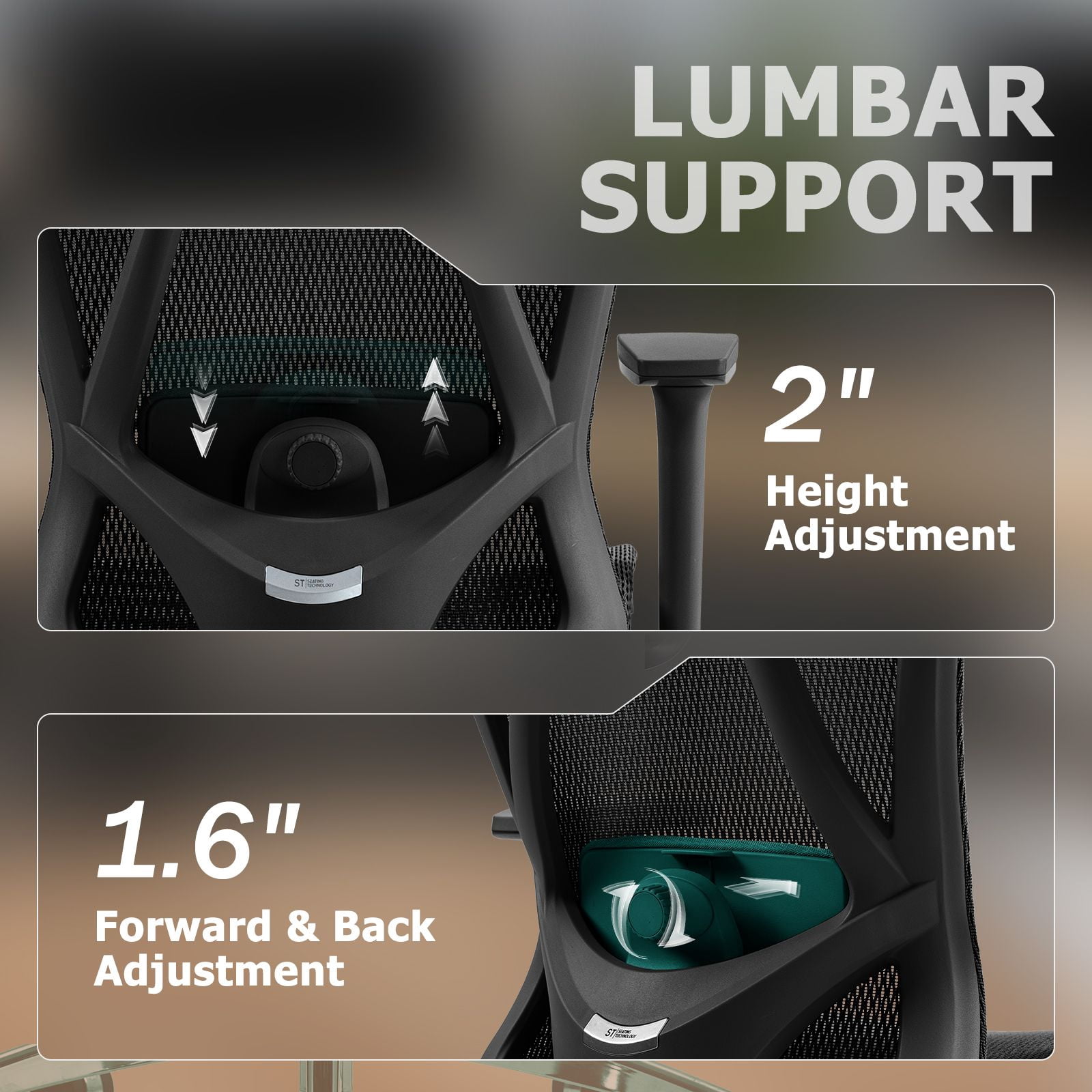 Ergonomic High Back Mesh Office Chair Adjustable Headrest Lumbar Support Swivel Desk Chair