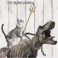 thumbnail image 2 of Funny Cat Shower Curtain, Cool Cat, Dinosaur, Japanese Ocean Wave (180x230cm) Ref: 2021, 2 of 5