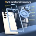 thumbnail image 2 of Allytech Crystal Clear Case for Samsung Galaxy S23 Ultra with 360° Rotatable Ring Holder Kickstand, [Compatible with MagSafe] Soft Bumper + Hard PC Hybrid Protective [Non-Yellowing] Case, Blue, 2 of 7