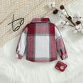 thumbnail image 4 of Otqutp Toddler Snow Wear Boys Girls Spring Fall New Long Sleeve Plaid Shirt Jacket Outwear with Pockets Fall Winter Casual Tops Kids School Coat(Wine,3-6 Months), 4 of 9