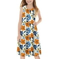 thumbnail image 6 of Spazoro Little & Big Girls A-Line Dress, Floral Print Sleeveless 2025 New Style Crew Neck Summer Dresses for Child Girls Multicolor Size 11 T, 6 of 7