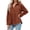 Brown, variant on Women Long Sleeve Corduroy Peplum Shacket Jacket Button Down Babydoll Shirts Oversized Casual Blouses Tops