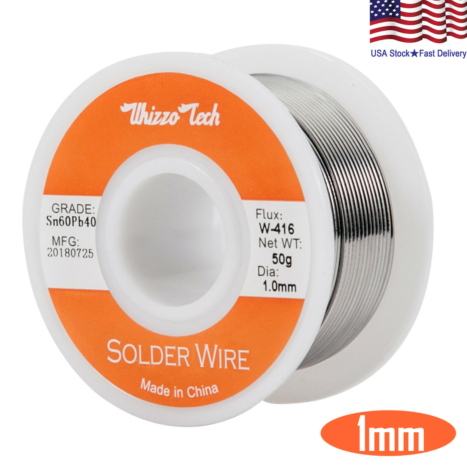 6040 Tin Lead Rosin Core Solder Wire Soldering Sn60 Pb40 Flux .039"/1
