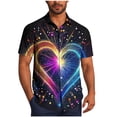 thumbnail image 2 of PNTUTB Men's Fashionable Firework Print Collared Button Down Casual Short Sleeve Loose Comfort Blouse, 2 of 6