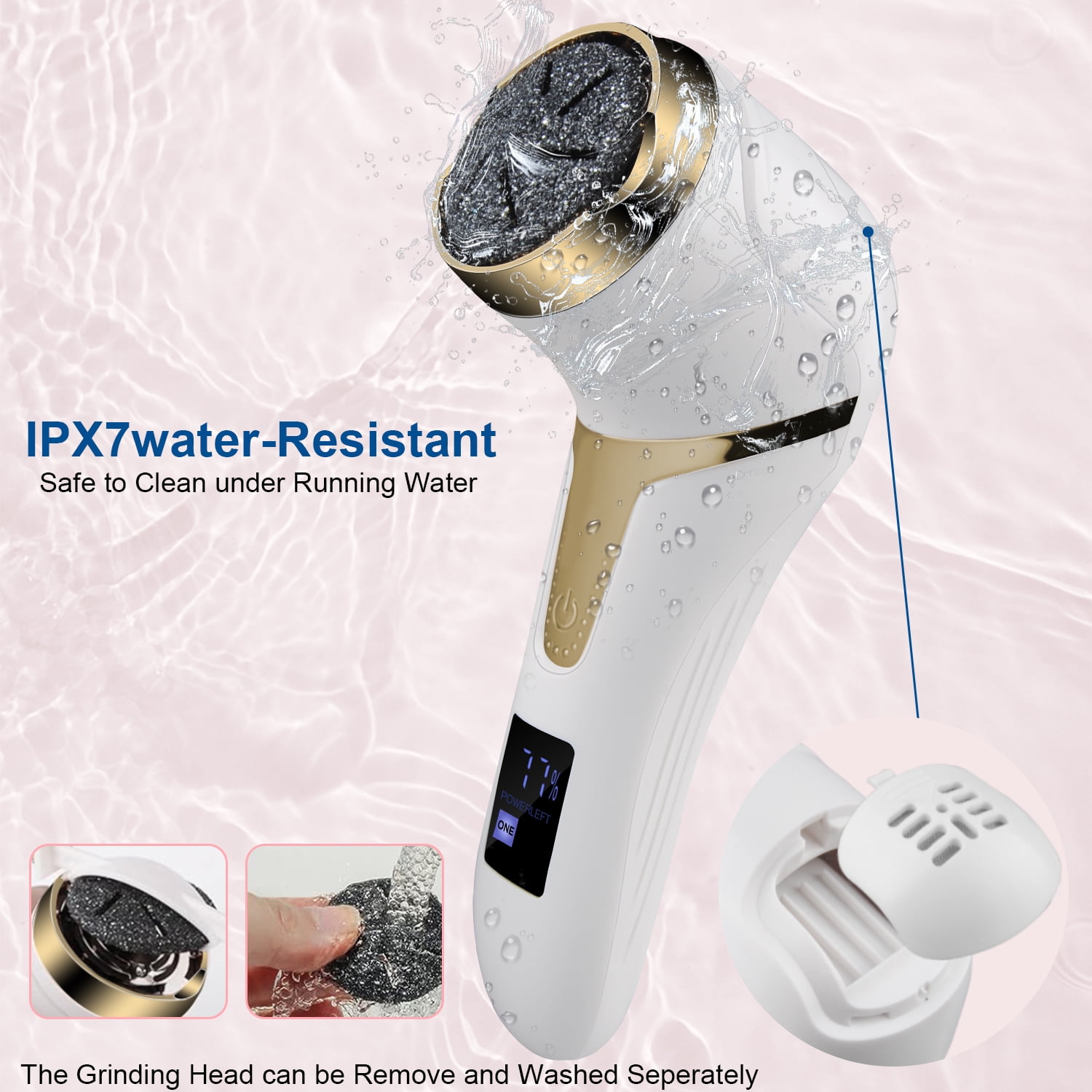 Electric Foot Callus Remover w/ Vacuum Cleaner,25 in 1 Rechargeable Portable Foot Grinder Feet Scrubber File w/2 Speed,3 Grinding Head,LCD Display,Professional Pedicure Kit Tools for Foot Dead Skin