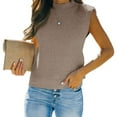 thumbnail image 2 of TTUHYWXI Women's Sleeveless Sweater Vest Summer Neck Casual Pullover Lightweight Tops 2025 (Khaki, S), 2 of 5
