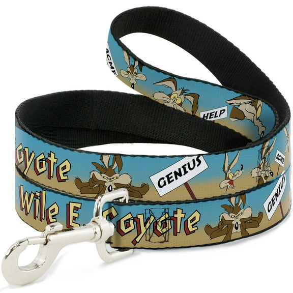 Looney Tunes Pet Leash, Dog Leash, Wile E Coyote Expressions Signs Desert, 6 Feet Long 0.5 Inch Wide