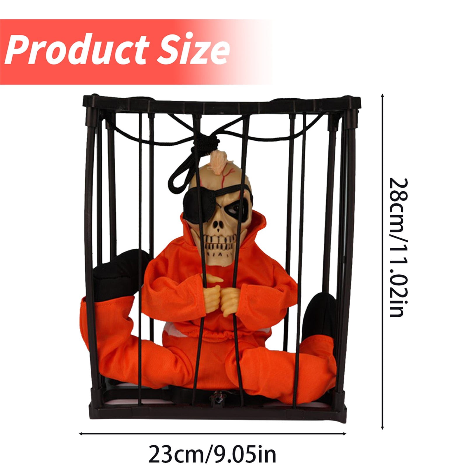 LGHDIWN Screaming Halloween Decorations, Animated Halloween Decor,Scary Skull Cage Prop with Motion Activated, Spooky Hanging Ghost Light Up Eyes for Haunted House Indoor Outdoor Decor