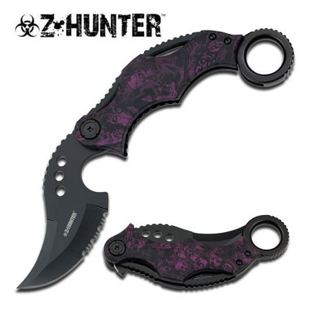 Assisted Opening Knife Laws - Zombie Tactical Skinner Assisted Opening Serrated Knife Purple