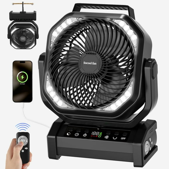 Ventilador de Camping Socool con Luz y Batería Recargable de 20000mAh
