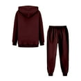 thumbnail image 4 of WTOBBY Women's Fashion Casual Solid Color Loose Hooded Sweatshirt Two-Piece Set, Comfortable Lounge Wear for Home, Street Style Outfit for Daily Activities, Perfect for Relaxation,Wine XL, 4 of 5