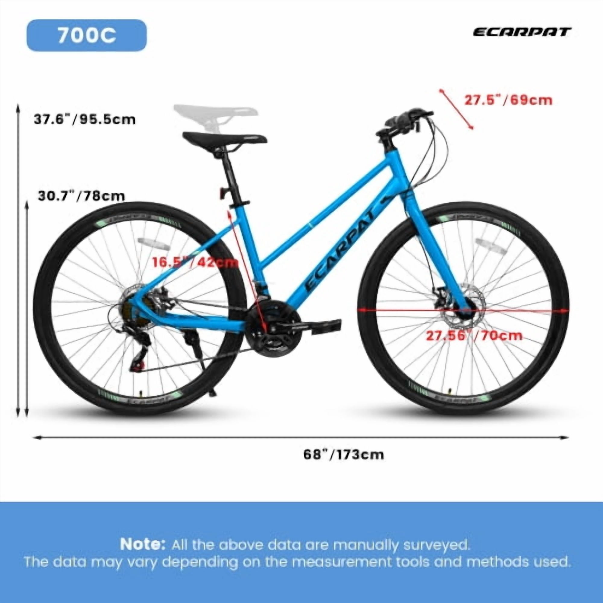 POVANLI  700C Road Hybrid Bike for Adults,21-Speed Outdoor Bike with High-Carbon Steel Frame Bike,Dual Disc Brake Mountain Bicycle Adults ages 14+, Gift(Blue)