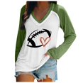 thumbnail image 1 of TSADFHJI Hauts en Chiffon pour Femmes Élégants Femmes Décontractés Légers Col Rond Chandails en Molleton Manches Longues Graphique de Football Imprimé Pull T-Shirt Xxxxxl Vert, 1 of 4