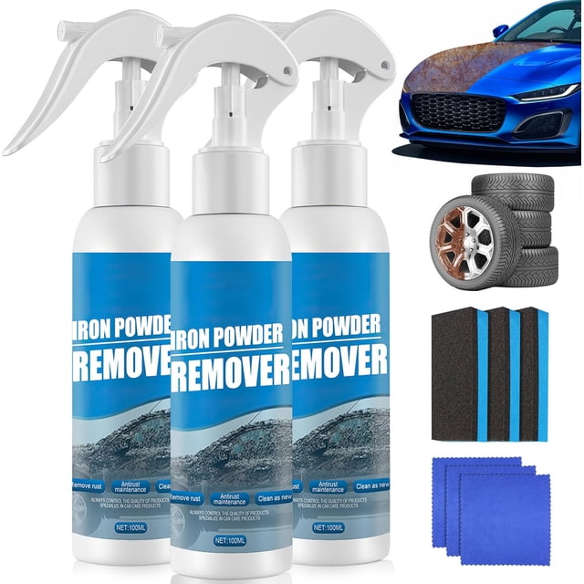 Iron Powder Remover Spray, 2025 New Car Rust Removal Spray, Multifunctional Paint Cleaner, Car Maintenance Powder Spray, Rustout Instant Remover Spray, for Rust from Tools, Metals, Car Parts