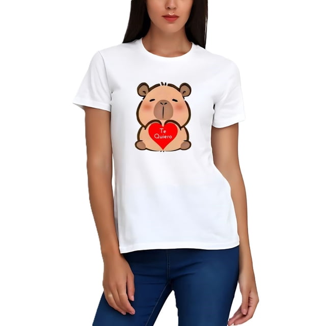 Playera Blanca Camiseta Unisex Estampada Capibara Te Quiero