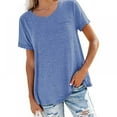 thumbnail image 1 of Casual Style Loose Short-sleeved Pockets Stitching Solid Color T-shirt Simple Natural Fashion Ladies Set Short Sleeves, 1 of 5