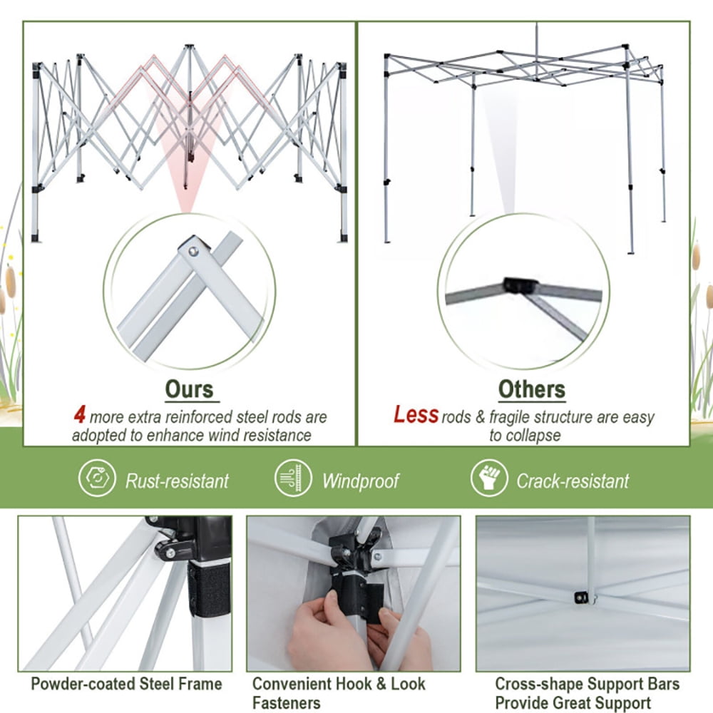 Aimee Lii 2-Tier 10 x 10 Feet Pop-up Canopy Tent with Wheeled Carry Bag, Backyard Canopy Gazebo for Party Camping BBQ Events, White