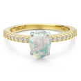 thumbnail image 3 of Gem Stone King 14K Two Tone Gold Simulated White Opal and Lab Grown Diamond Engagement Ring for Women | 1.16 Cttw | Oval Cabochon 8X6MM | Gemstone October Birthstone | Size 7, 3 of 6