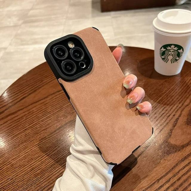 Fashion Matte Leather Silicone Case For iPhone 14 Plus 12 13 Mini 11 15 Pro Max 7 8 SE XR X XS Lens Protection Shockproof Cover Orange For iPhone 11 Pro
