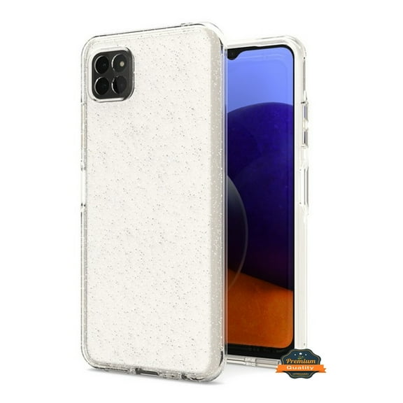 For Samsung Galaxy A22 5G Glitter Sparkle Bling Shiny Thin Ultra Slim Hybrid Shockproof Rubber Silicone Soft TPU Gel Phone Case Cover by Xpression [Clear]