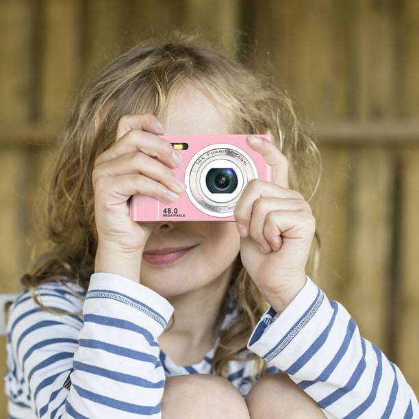 Cámara Fotográfica Cámara para niños de 48MP 1080P 2.4 pulgadas IPS HD para fotografía para principiantes (rosa)