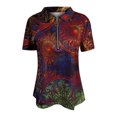 thumbnail image 4 of Puntoco 2024, tops a la moda de verano para mujer, camiseta informal estampada, Jersey Sexy con cuello en V y cremallera, blusas de manga corta, 4 of 5