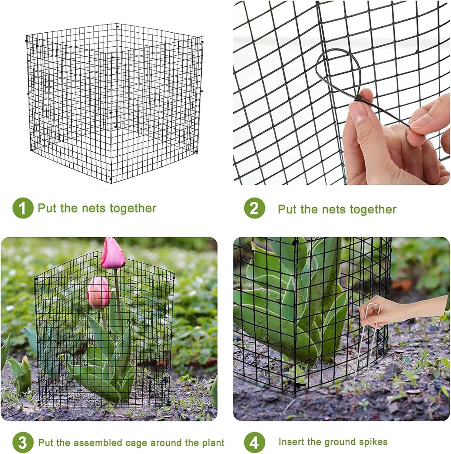 Small Wire Plant Protectors, 10 Pack 12" Square Plant Protectors from Animals Mesh Plant Cage Chicken Wire Cover for Protect Plants, Garden,Shrubs and Vegetables from Animals