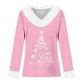 thumbnail image 4 of Arlun Christmas Sweaters for Women Trim V Neck Sweatshirts Fashion Christmas Tree Graphic Printed Tops Long Sleeve Loose Soft Comfort Xmas Holiday Pullovers Pink S, 4 of 4