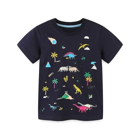 WOLLED Kids Baby Boys Girls Dinosaur T-Shirt Pretty Print Pullover Short-Sleeve Top Short Sleeve Top Kids Clothes for Toddler 1-8 Years Old