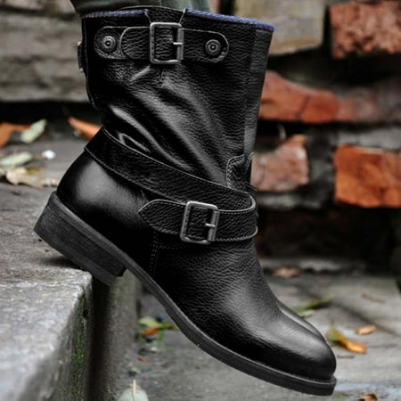 

Tdoqot 2022 Boots for Women- Casual Chunky Heel Low-heeled Christmas Gifts Women s Mid Calf Boots Black 41