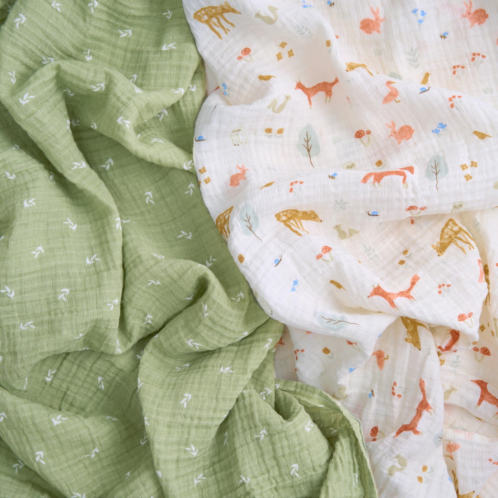 aden + anais Essentials Muslin Swaddle Blankets, Newborn Receiving Blanket for Swaddling, 100% Cotton Baby Swaddle Wrap, 2 Pack, Sage Woodland, Green, Unisex