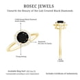 thumbnail image 6 of Rosec Jewels Created Black Diamond Ring with Diamond Halo (6 mm) - AAAA Quality, 18K Yellow Gold, US 9.50, 6 of 7