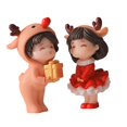 thumbnail image 4 of 2Pcs Christmas Couple Figurines Miniature Figurine Art Bonsai Decor Romantic Christmas Miniature Ornament for Micro Landscape standing, 4 of 7