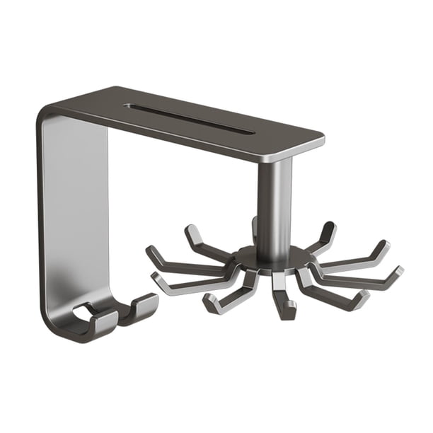 Perchero para utensilios de cocina, ganchos para utensilios de cocina con 10 ganchos, sin taladro, para utensilios de cocina Gris